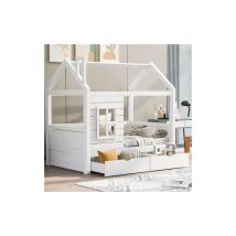 Ineasicer - Lit d'enfant Lit d'adolescent 80160 avec protection contre les chutes lit d'enfant en bois polyvalent, lit d'enfant en bois massif avec