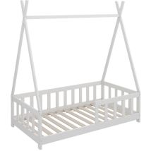 Lit enfant Susanna, Blanc, 80x160 cm avec protection contre les chutes, Vitalispa
