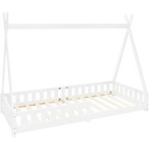 Ml-design - Lit d'Enfants Tipi 90x200 cm Blanc avec Protection Antichutes et Sommier à Lattes, Bois de Pin, Lit Indien pour Filles /Garçons, Lit