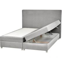 Lit-Divan avec Rangement Tête Tapissée et Matelas 160 x 200 cm en Tissu Gris Clair Minister
