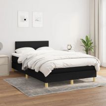 Lit double - 120x200 cm, Sommier à lattes de lit avec matelas Noir Tissu WFE316098 Maison Chic