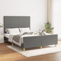 Lit double - 140x200 cm, Lit adulte et enfants, Cadre de lit sans matelas gris foncé tissu FR688297 Maison Chic