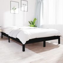 Lit double - 160x200 cm, Lit adulte et enfants, Cadre de lit sans matelas noir bois massif FR609787 Maison Chic
