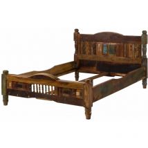 Lit double 160x200 Bois de récupération laqué Multicolore fable 22