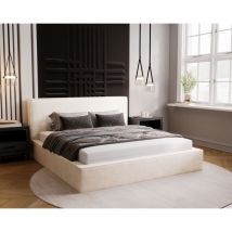Emporius - Lit double 180x200 avec Rangement Amare - Lit double, Lit rembourré, Velour - Crème (Komodo 10)