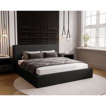 Emporius - Lit double 160x200 avec Rangement Amare - Lit double, Lit rembourré, Velour - Noir (Komodo 23)
