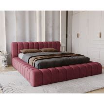 Emporius - Lit double 160x200 Como - Lit adulte 160x200 avec Rangement - Mousse épaisse, tissu Velvet - Rouge (Whisper 14)