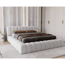 Emporius - Lit double 160x200 Como - Lit adulte 160x200 avec Rangement - Mousse épaisse, tissu Velvet - Gris clair (Whisper 16)