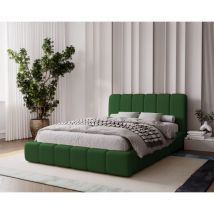 Emporius - Lit double 140x200 Milan - Lit adulte avec Rangement, Sommier à Lattes - Lit coffre, tissu velvet (Vert - Amor Velvet 4311)