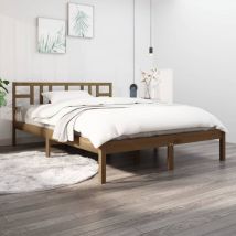 Lit double-200 x 200 cm, Cadre de lit, Lit adulte Marron miel Bois massif JKF900754 design in