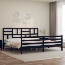 Lit double - 200x200 cm, Lit adulte et enfants, Cadre de lit sans matelas noir bois massif FR679108 Maison Chic