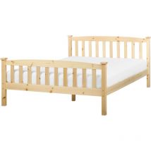 Beliani - Lit Double avec Sommier à Lattes Style Classique 140 x 200 cm en Bois de Pin Clair Giverny