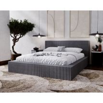 Emporius - Lit double 180x200 Buffy - Cadre de lit avec sommier à Lattes - Style, Design Lit rembourré - Gris foncé (Vito 18)