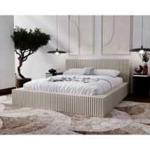 Emporius - Lit double 200x200 Buffy - Cadre de lit avec sommier à Lattes - Style, Design Lit rembourré - Gris clair (Vito 07)