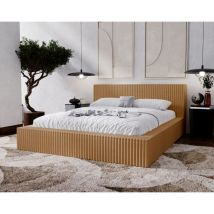 Emporius - Lit double 140x200 Buffy - Cadre de lit avec sommier à Lattes - Style, Design Lit rembourré - Orange (Vito 44)