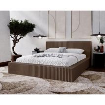 Emporius - Lit double 200x200 Buffy - Cadre de lit avec sommier à Lattes - Style, Design Lit rembourré - Brun (Vito 45)