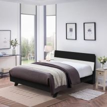 Lit double design moderne en bois 160x190 avec sommier à lattes Landeck - Noir