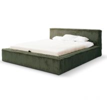 Emporius - Lit double 160x200 Empire - Lit design - Lit rembourré 160x200 - Olive (Vito 77) + cadre à lattes en métal