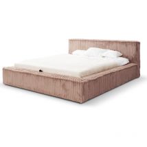 Emporius - Lit double 140x200 Empire - Lit design - Lit rembourré 140x200 - Brun (Vito 35) + cadre à lattes en métal