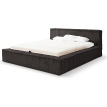 Emporius - Lit double 160x200 Empire - Lit design - Lit rembourré 160x200 - Noir (Vito 18) + cadre à lattes en métal