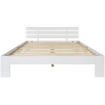 Gutent - Lit double en bois massif blanc avec sommier à lattes, peut être utilisé comme lit en pin, 200 x 140cm