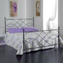 Lit double en fer avec pied de lit sospiro Noir 166x208x h128 cm