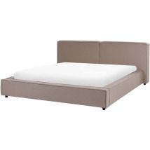 Lit Double en Tissu 180 x 200 cm Rembourré Sommier à Lattes Marron Clair Linards