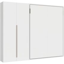 Itamoby - Lit double escamotable vertical Versia 160 avec armoire gauche 2 portes blanche