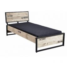 Lit double 160x200 Manguier brut imprimé Bois naturel factory 140 - natur