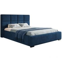 Emporius - Lit double 200x200 Latis - Lit avec coffre de lit, Chambre à coucher, Lit double, Meubles de fabricant - Tissu velours - Bleu foncé