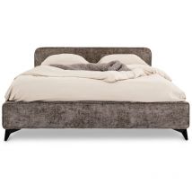 Idimex - Lit double leverda 140 x 190 cm, revêtement en tissu - Gris