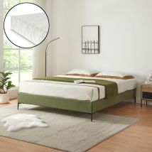 Lit double Lilla avec matelas à mousse froid 180 x 200 cm vert [en.casa]