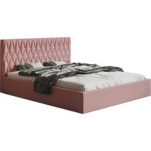 Lit double 140x200 Crystal avec coffre de lit - chambre à coucher, tissu velours - Rosa (Jasmine 61)