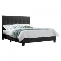 Lit double 160 x 200 cm en simili noir + sommier fixe - pandora