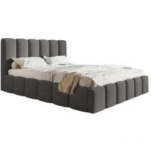 Emporius - Lit double 180x200 Palermo - Lit avec Rangement - Lit design, lit adulte tissu bouclé (Gris foncé - Anthology 18)