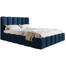 Emporius - Lit double 180x200 Palermo - Lit avec Rangement - Lit design, lit adulte tissu velvet (Bleu foncé - Kronos 09)