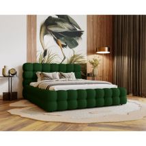 Lit double 200x200 Parlas Bis - Lit avec tissu Velvet - Lit design avec Rangement (Vert - Amor Velvet 4311)