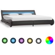 Bonnevie - Lit double pour adulte Cadre de lit - avec led Gris Similicuir 180 x 200 cm BV636038