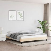 Bonnevie - Lit double pour adulte - Cadre de lit Crème 160 x 200 cm Tissu BV165227