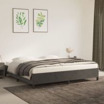 Bonnevie - Lit double pour adulte - Cadre de lit Gris foncé 200 x 200 cm Velours BV511659