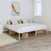 Bonnevie - Lit double pour adulte Moderne - Cadre de lit métal blanc 200x200 cm BV343321