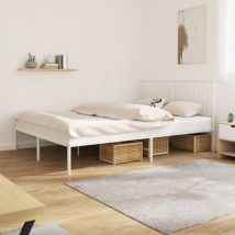 Bonnevie - Lit double pour adulte métal avec tête de lit Moderne - Cadre de lit blanc 160x200 cm BV140292