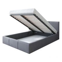 Lit Double Tesia 140x190 + Coffre - Sommier inclus Gris foncé