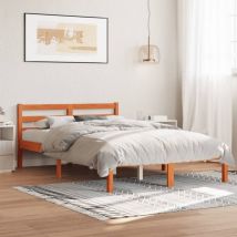 Ityhome - Cadre de lit sans matelas cire marron 120x200cm bois pin massif