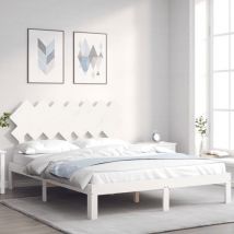 Lit double,Lit adulte,Cadre de lit avec tête de lit blanc King Size bois massif181826 CFW859367