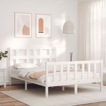 Design In - Lit double,Lit adulte,Cadre de lit avec tête de lit blanc petit double bois massif473761 CFW441966