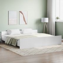 Lit double,Lit adulte,Cadre de lit avec tête de lit et pied de lit blanc 180x200 cm257889 CFW100364