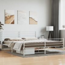 Lit double,Lit adulte,Cadre de lit métal avec tête de litpied de lit blanc 180x200cm543162