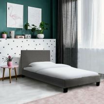 Lit dublin 90x190 + 1 sommier / Gris foncé/ 200x95x76