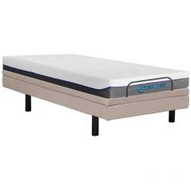 Vente-unique - Lit électrique de relaxation déco + matelas mémoire de forme - 90 x 200 cm - Tissu - Beige - menasina de dreamea